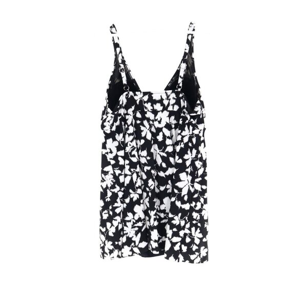 Swim Solutions Printed Tummy Control One-Piece Swimsuit Women's 16 Black Beach - Picture 3 of 15